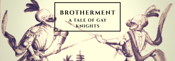 A banner image of two knight dueling each other, with the words